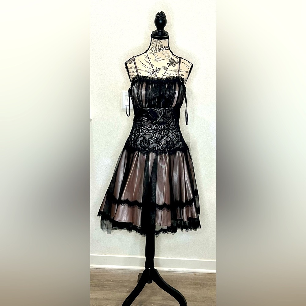 Vintage Chicas Black Satin Dress perfect condition